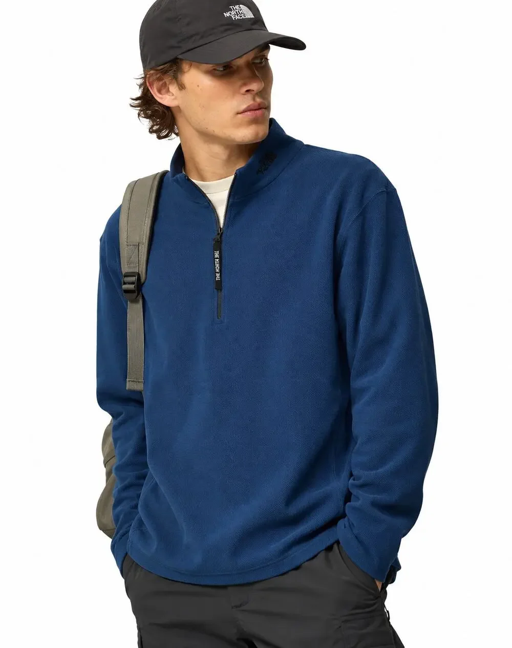 The North Face Textured 1/2 Zip Pullover Blue Size M